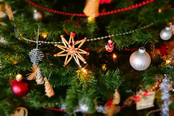 Gary Spears Primo piano della decorazione natalizia appesa all'albero