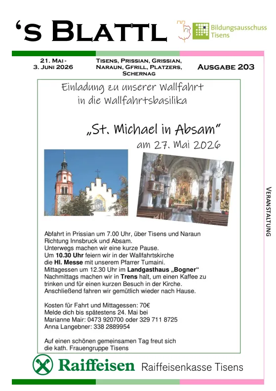 's Blattl 21.05. - 03.06.2026 's Blattl 21.05. - 03.06.2026