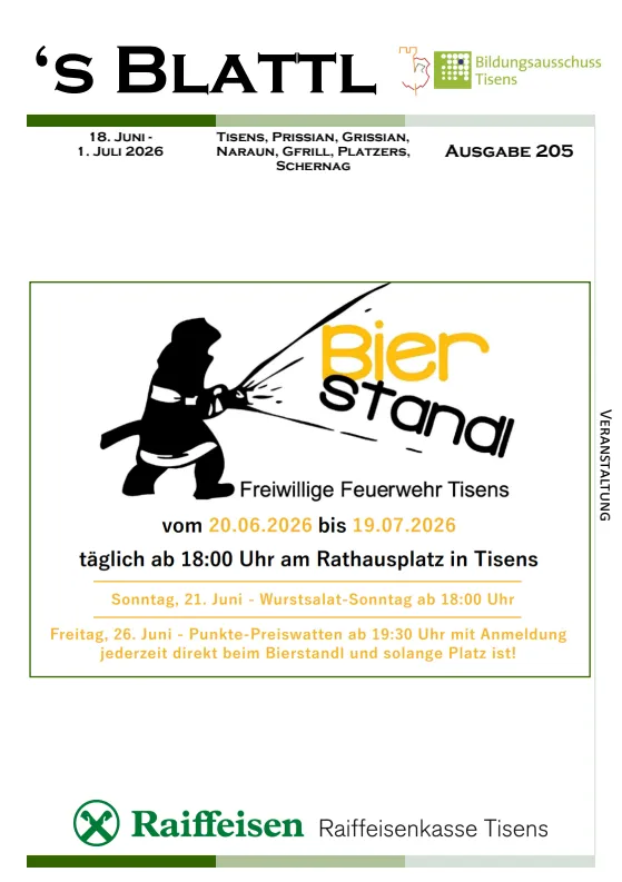 's Blattl 18.06. - 01.07.2026 's Blattl 18.06. - 01.07.2026